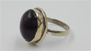 925 Silver with Oval Cut Brown Stone Ring Size 9.5